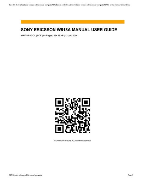 Read Sony Ericsson W518A User Guide 