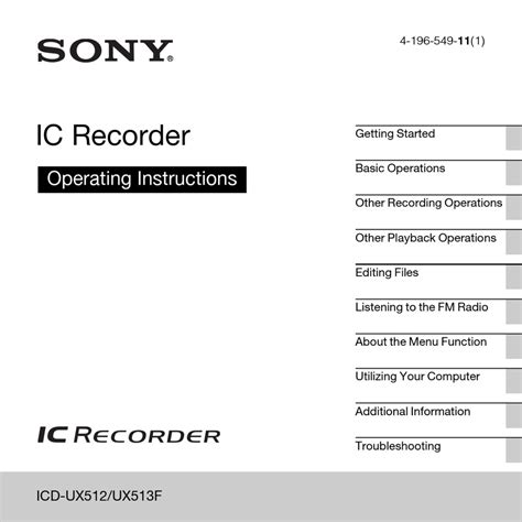Read Online Sony Ic Recorder Icd Ux512 Manual 