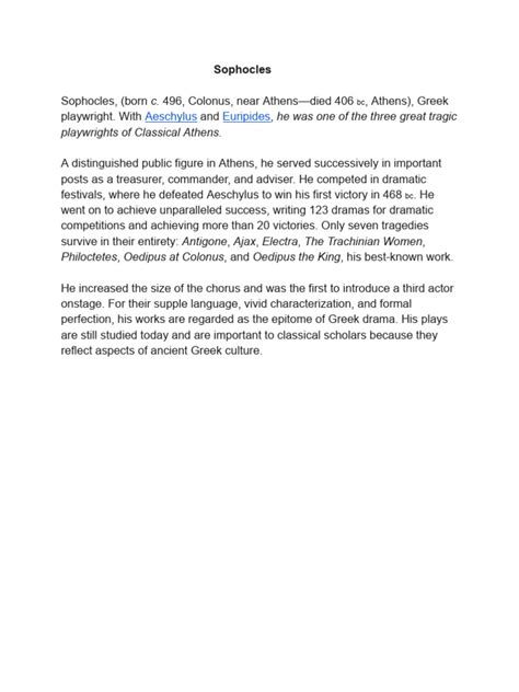 sophocles biography summary page