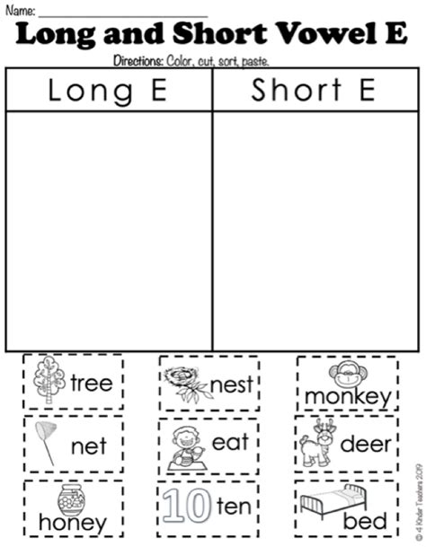 Sort The Long E And Short E Objects Short A Long A Word Sort - Short A Long A Word Sort