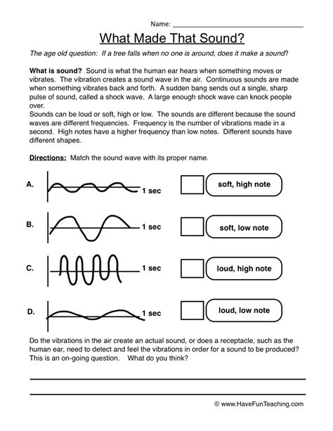 Sound Worksheets Sound Science Worksheet - Sound Science Worksheet