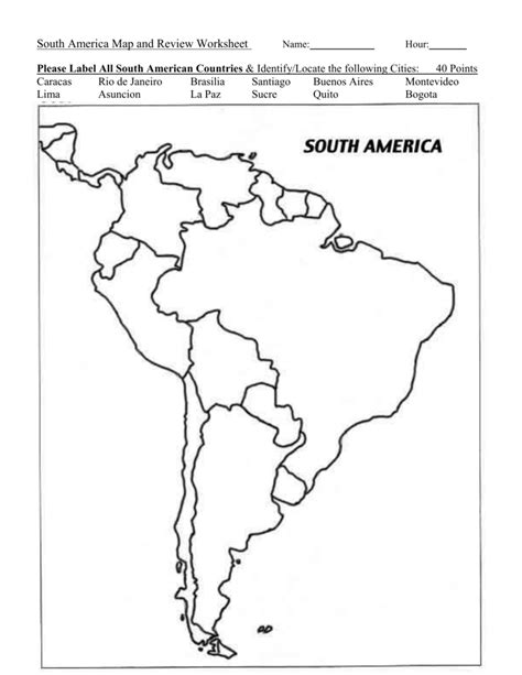 South America Worksheets South America Worksheet - South America Worksheet