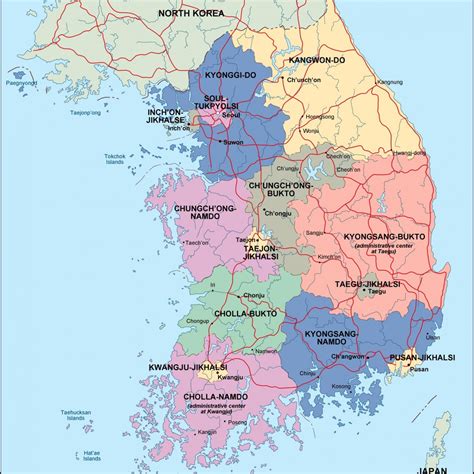 south korea region map