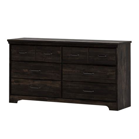 south shore versa 6-drawer double dresser, rubbed black