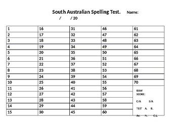 Full Download South Australian Spelling Test Student Answer Sheet 