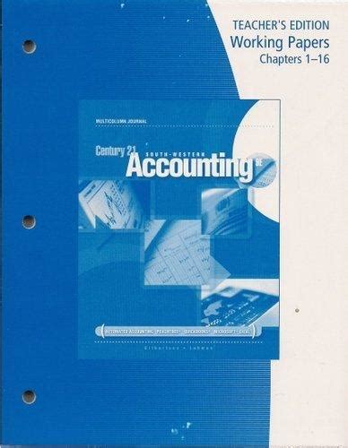 Download South Western Accounting Working Papers Answers 