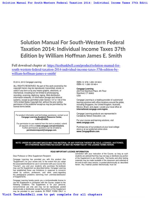 Full Download Southwestern Federal Taxation 2014 Solution Manual 