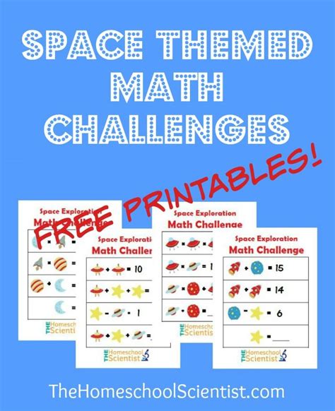 Space Themed Math Challenge Math Printables The Homeschool Space Math Worksheets - Space Math Worksheets