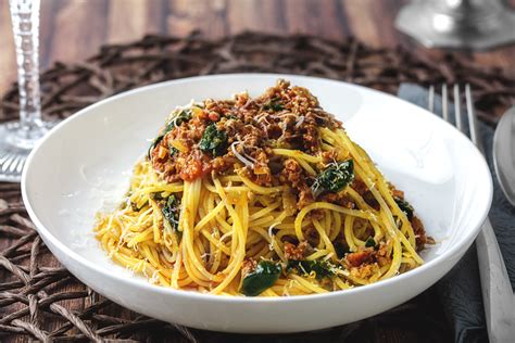 spaghetti mit spinat und hackfleisch