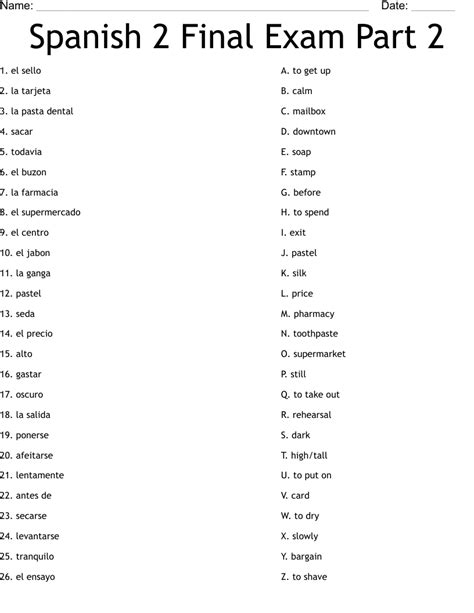 spanish 2 final exam