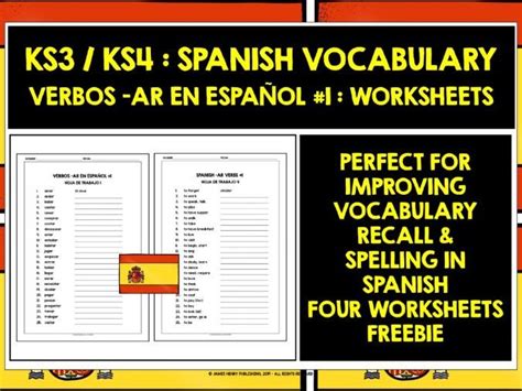Spanish Ar Verbs Worksheets Freebie 1 Tes Ar Verb Worksheet - Ar Verb Worksheet