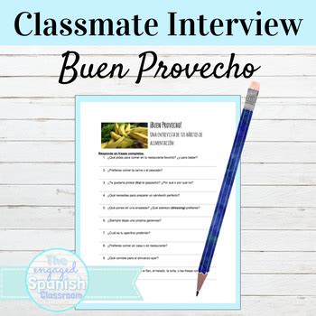 Spanish Buen Provecho Classmate Interview Tpt Buen Provecho Worksheet Answers - Buen Provecho Worksheet Answers