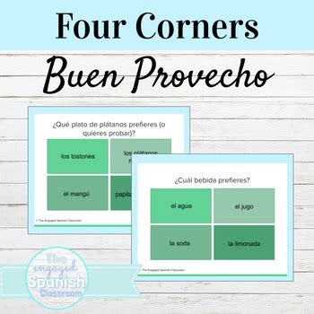 Spanish Buen Provecho Four Corners Activity Tpt Buen Provecho Worksheet Answers - Buen Provecho Worksheet Answers