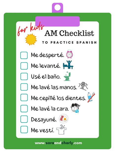 spanish checklist