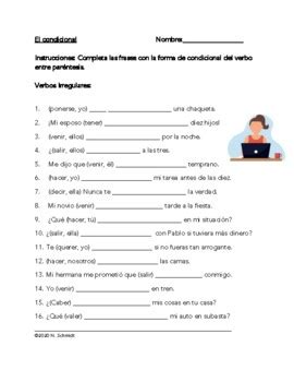 Spanish Conditional Mood Irregular Verbs Worksheet 3 Verb Mood Practice Worksheet - Verb Mood Practice Worksheet