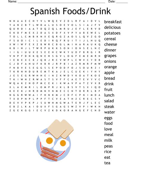 Spanish Food And Meals Word Search Puzzle Vocabulary La Comida Word Search Answer Key - La Comida Word Search Answer Key