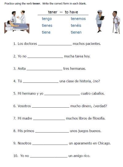 Spanish Verb Tener Worksheet Education Com The Verb Tener Worksheet Answers - The Verb Tener Worksheet Answers