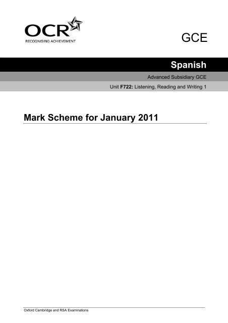 Download Spanish Sn2 Jan 2011Mark Scheme 