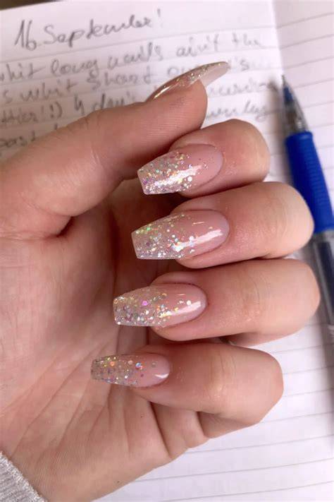 sparkly nude nails
