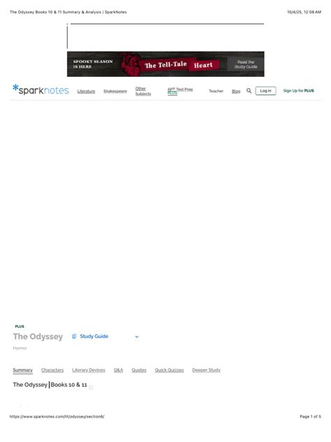 Sparknotes Odyssey 10