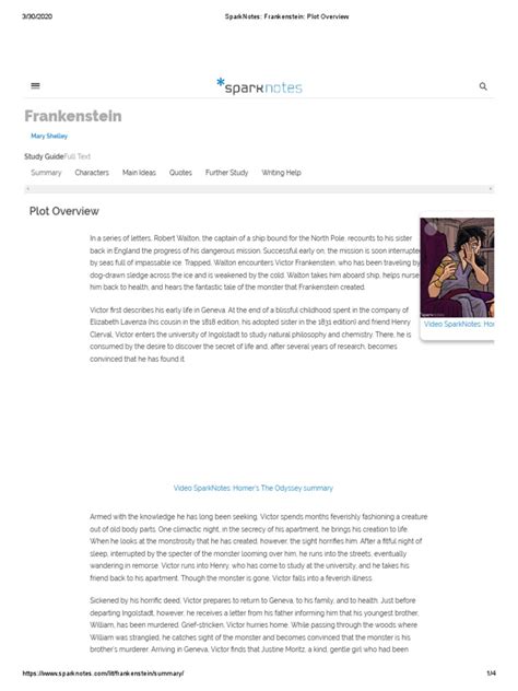 Sparknotes On Frankenstein