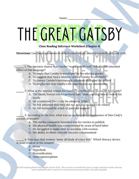 Read Online Sparknotes Great Gatsby Chapter 6 