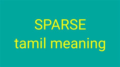 Sparse Meaning In Tamil