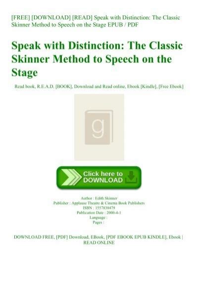Download Speak Distinction Classic Skinner Method Pdf Download 