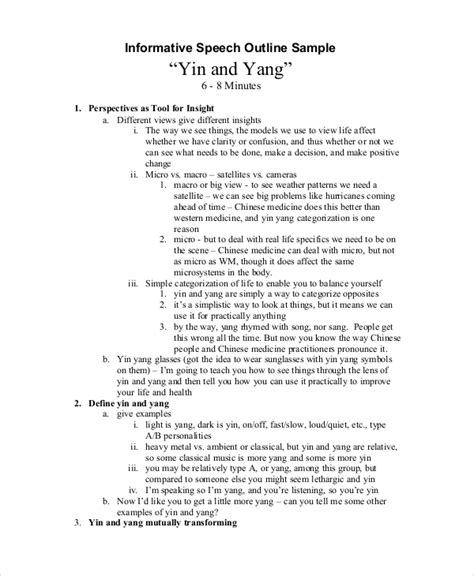 Speaking Outline Example