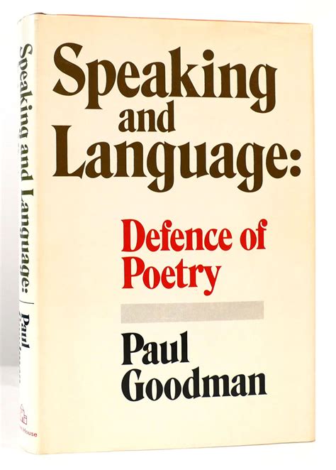 Full Download Speaking And Language Defence Of Poetry By Paul Goodman 