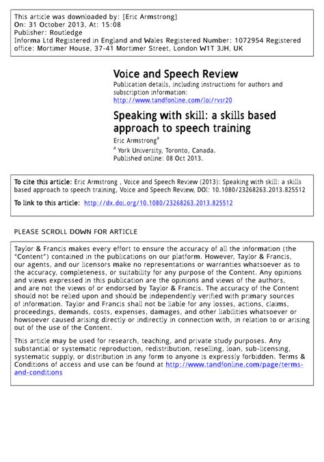 Download Speaking With Skill A Skills Based Approach To Speech Training 