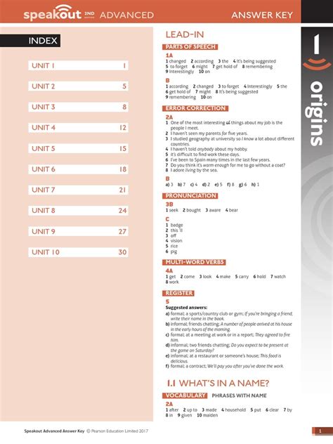 Download Speakout Advanced Workbook Unit 1 Answer Key 