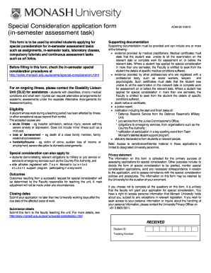 Special Consideration Monash