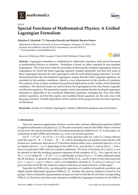 Special Functions Of Mathematical Physics