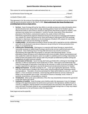 Read Special Education Advocacy Services Agreement 