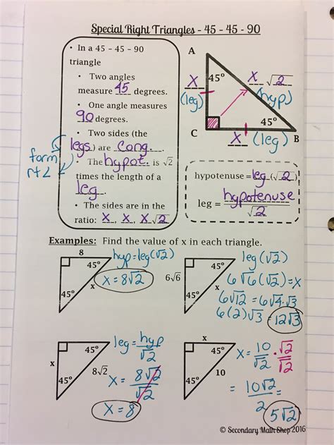 Read Special Right Triangles Geometry Answers 