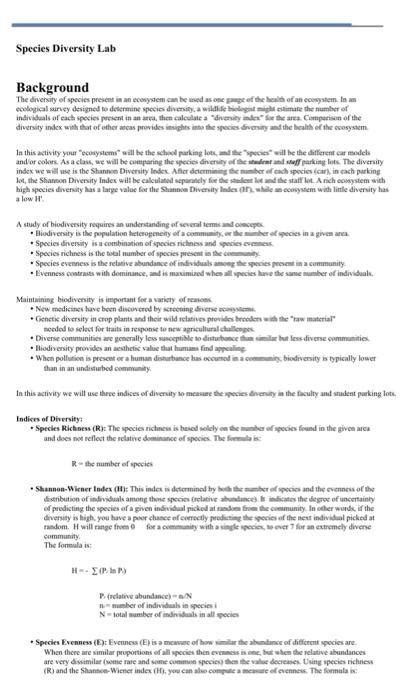 Read Species Diversity Lab Answers 