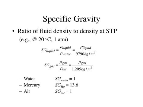 specific gravity of liquid measured by