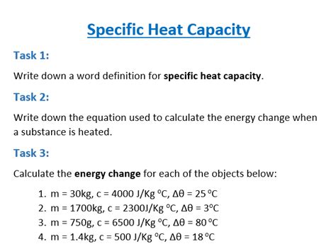 Read Online Specific Heat Capacity Questions 