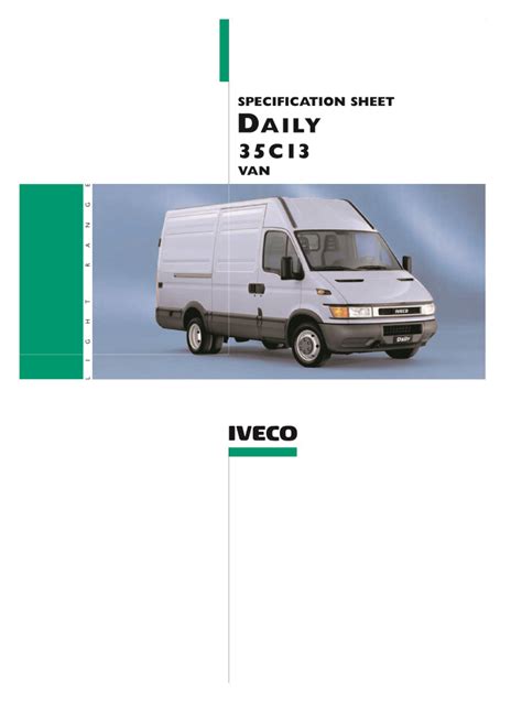 Read Online Specification Sheet Daily 35C13 Iveco 