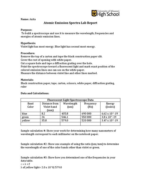 Spectra Lab Report