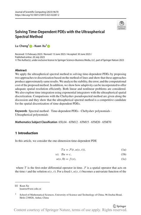 Spectral Methods For Time Dependent Problems Cambridge Monographs On Applied And Computational Mathematics