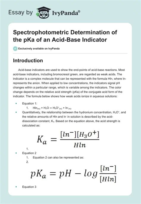 Download Spectrophotometric Determination Of Pk Values For A 