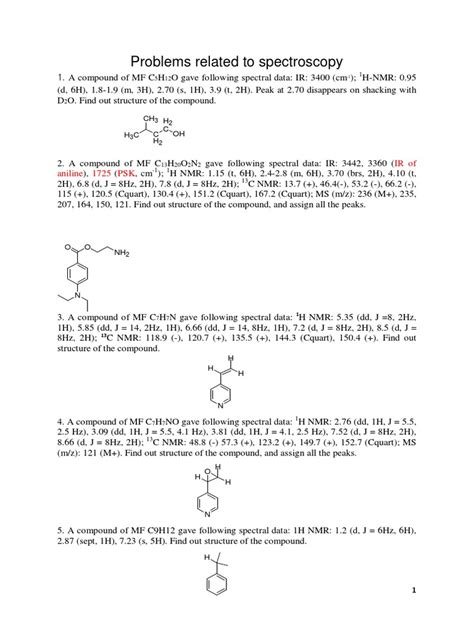 Spectroscopy Problems And Solutions
