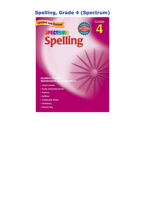 Download Spectrum Spelling 2007 Edition Grade 5 
