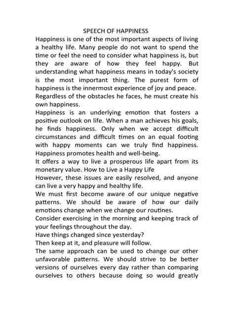 Speech On Happiness