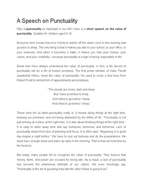 Speech On Punctuality