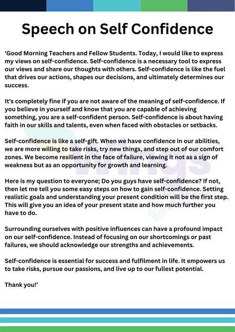 Speech On Self Confidence
