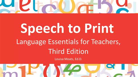 Speech To Print Language Essentials For Teachers