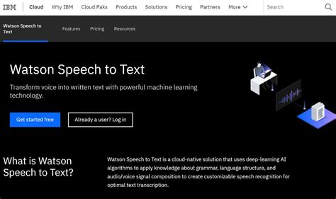 speech to text di watson